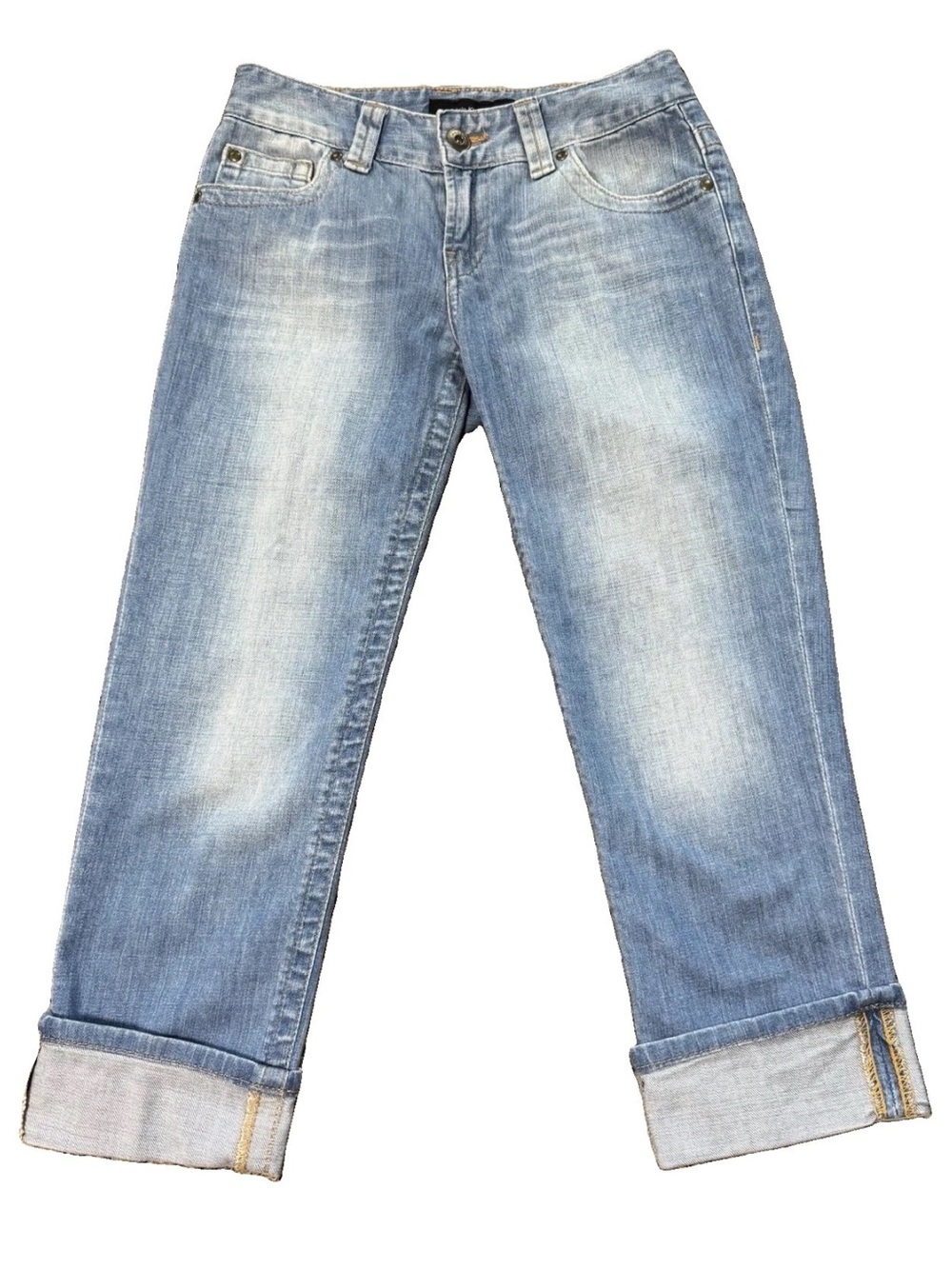 Calvin Klein Jeans 2 Blue Low Rise Cuffed Capris Crop Stretch Denim Y2K